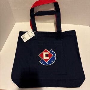 ESPRIT Throw-back 90's Style Navy Blue Red Canvas Logo Tote Authentic NWT